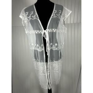 Gold label Victoria's Secret Bridal Lace  Bed jacket Sash Robe Womens S cover